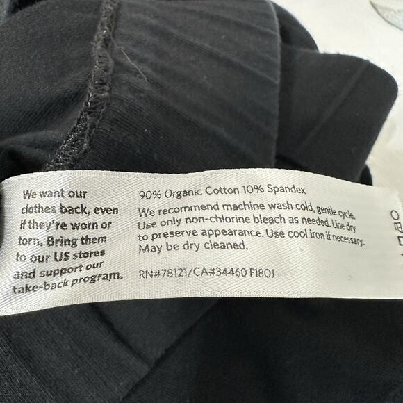 Eileen Fisher Pants Women XS Black Pull On Wide Leg Cropped Organic Cotton Knit - Picture 9 of 10